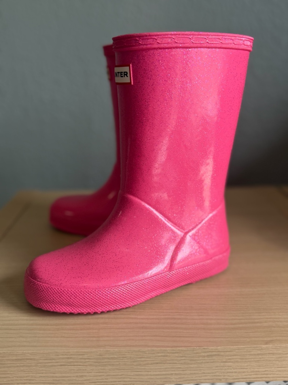 Hunter Kids Pink Glitter Rain Boots
